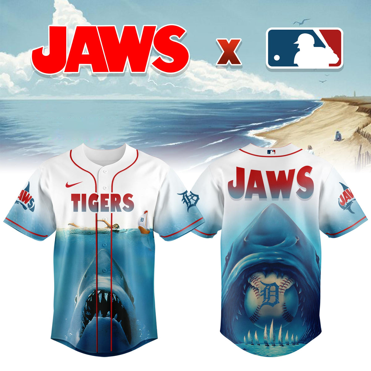 Detroit Tigers Jaws Shark Jersey
