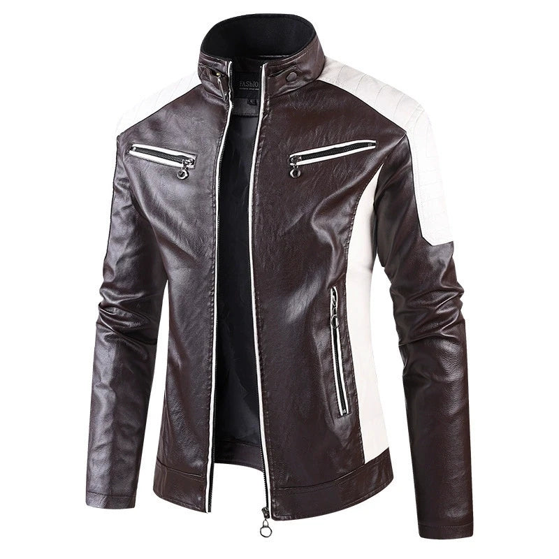 Spring Autumn Jacket Men Thickened Warm Zipper Jacket High Quality Male Jacket Multi Pocket Casual Motorcycle PU Leather Jacket