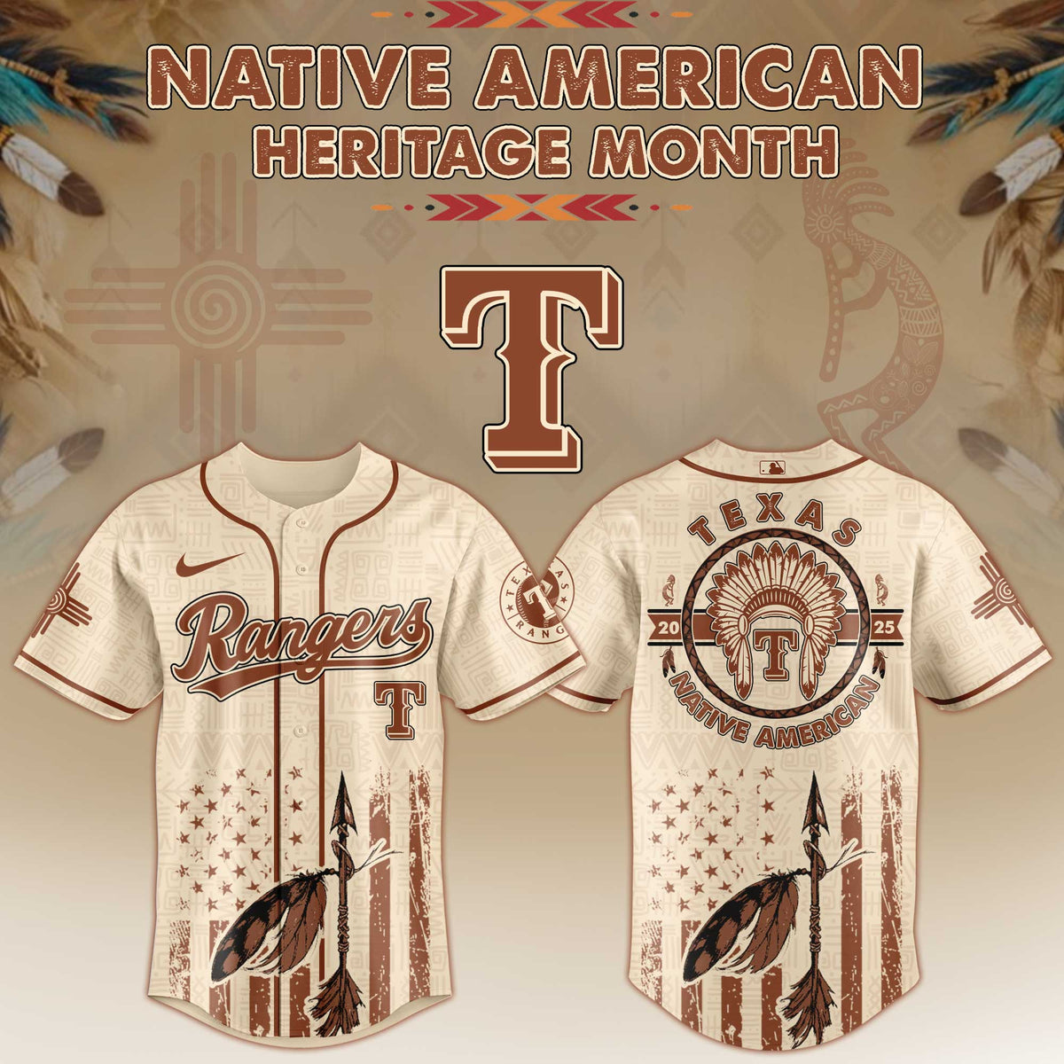 Texas Rangers Native American Heritage Month Jersey