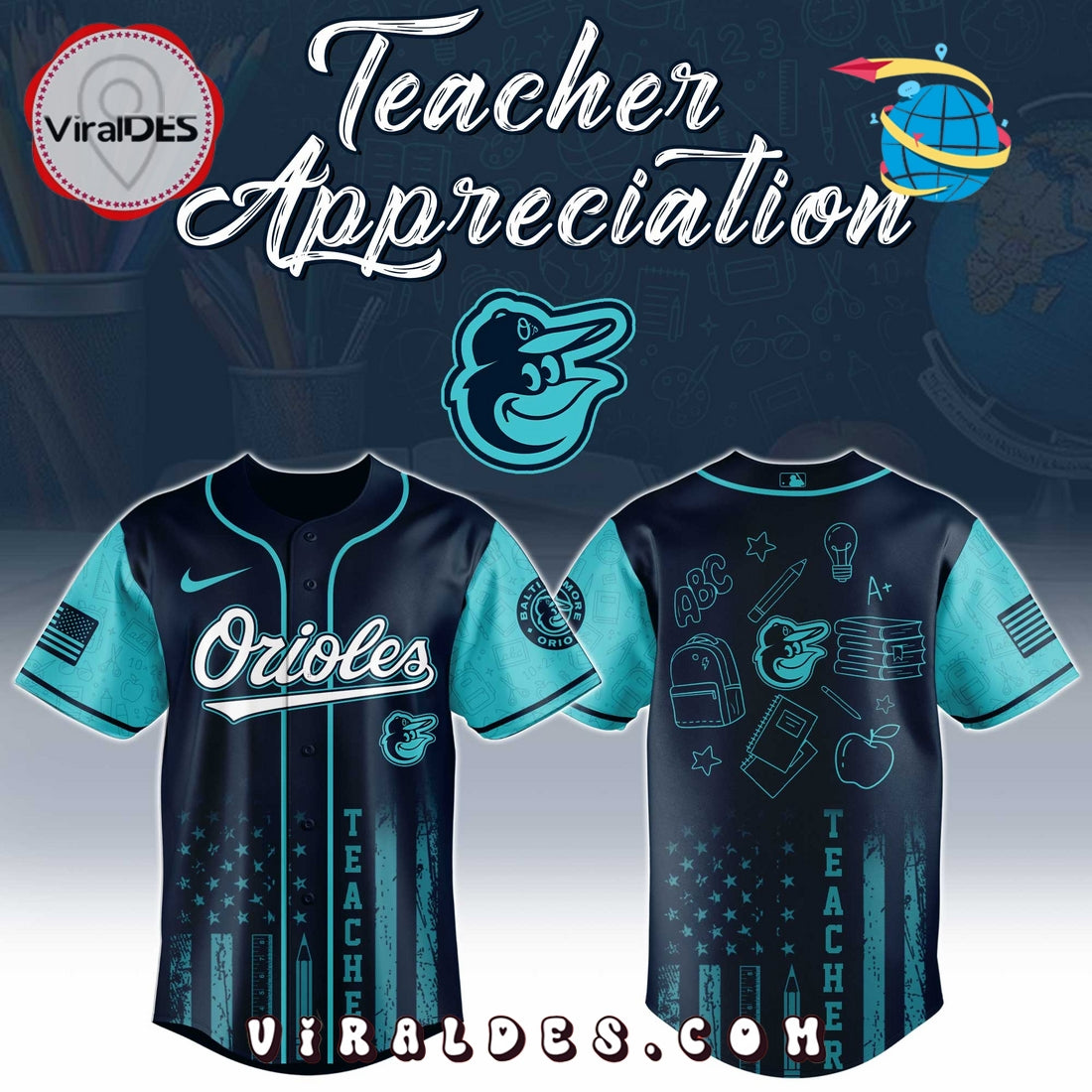 Baltimore Orioles MLB x Teacher Appreciation Day Baseball Jersey