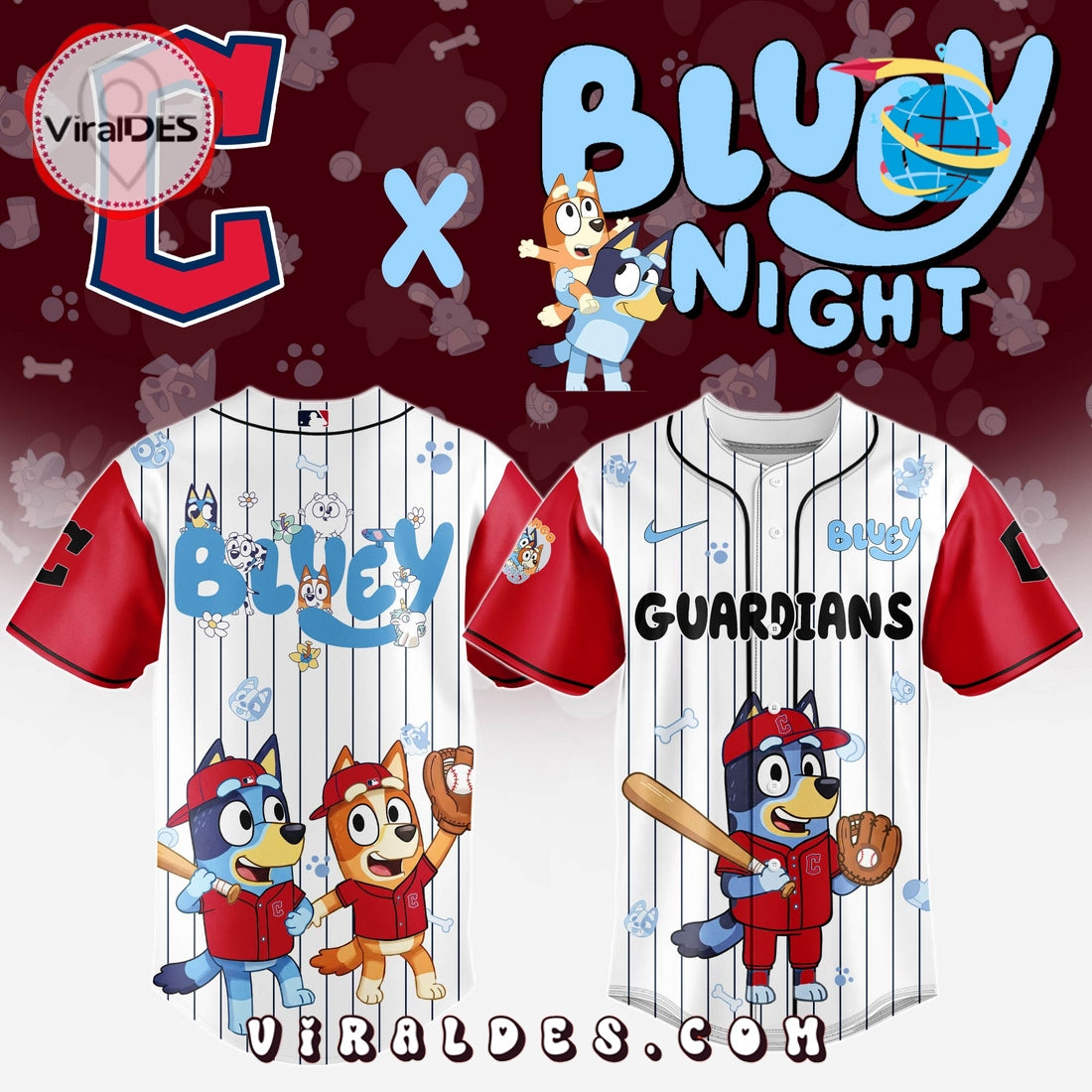 Cleveland Guardians MLB Bluey And Bingo Baseball Jersey