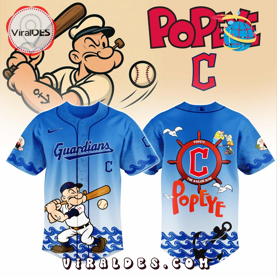 Cleveland Guardians MLB x Popeye Baseball Jersey
