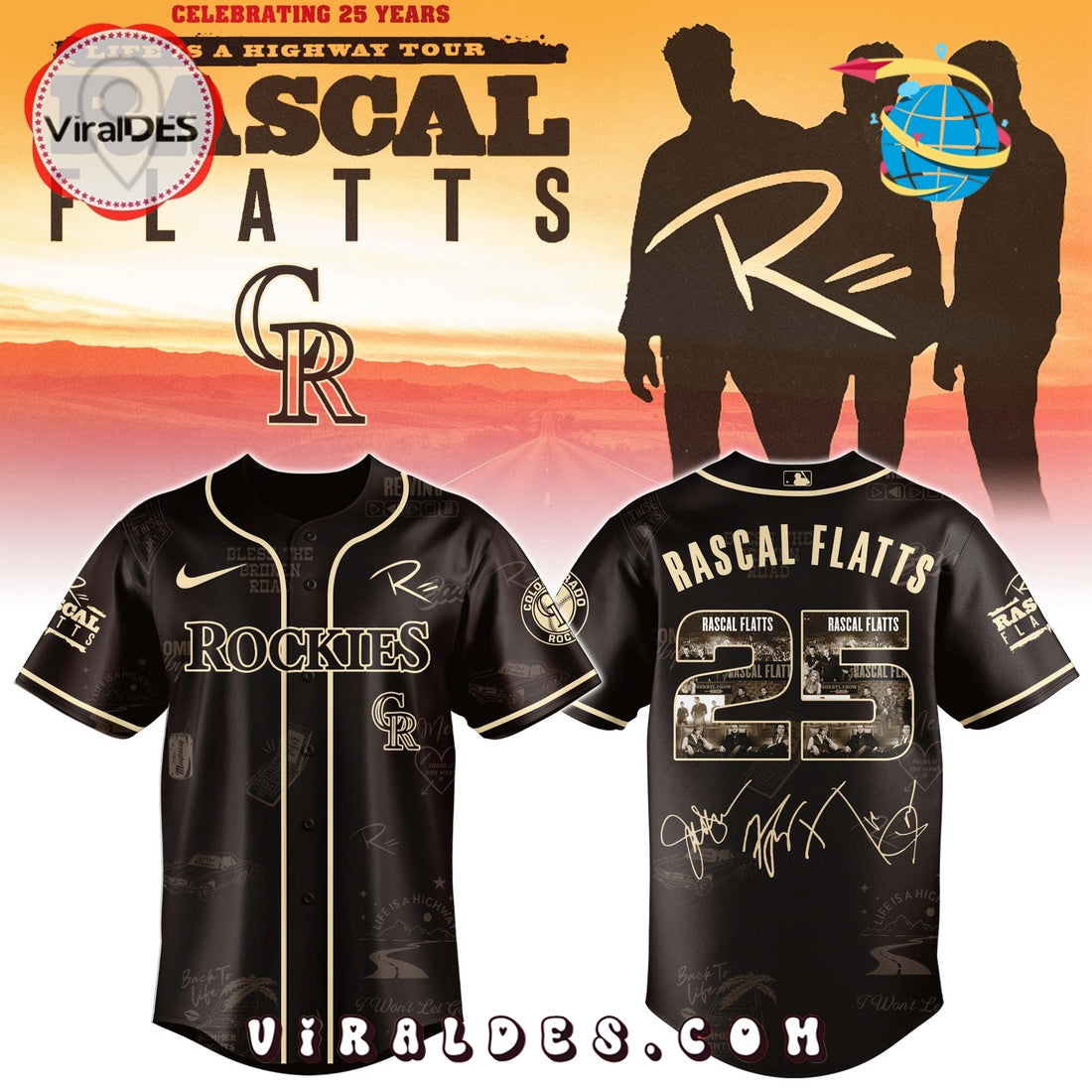 Colorado Rockies MLB x Rascal Flatts Life Is a Highway Tour Jersey