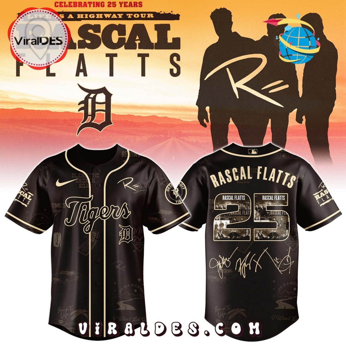 Detroit Tigers MLB x Rascal Flatts Life Is a Highway Tour Jersey