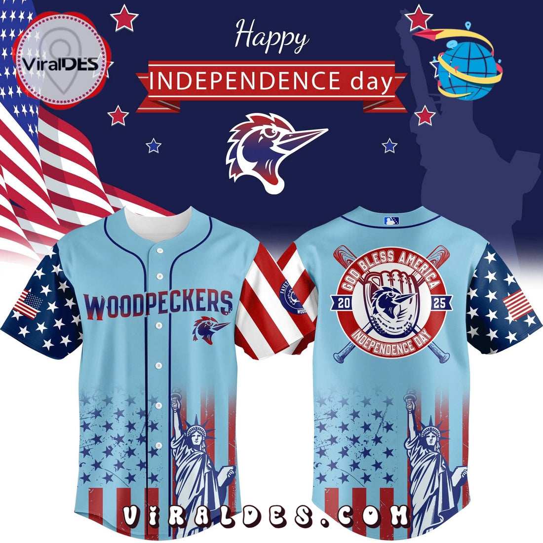 Fayetteville Woodpeckers Happy Independence Day Jersey