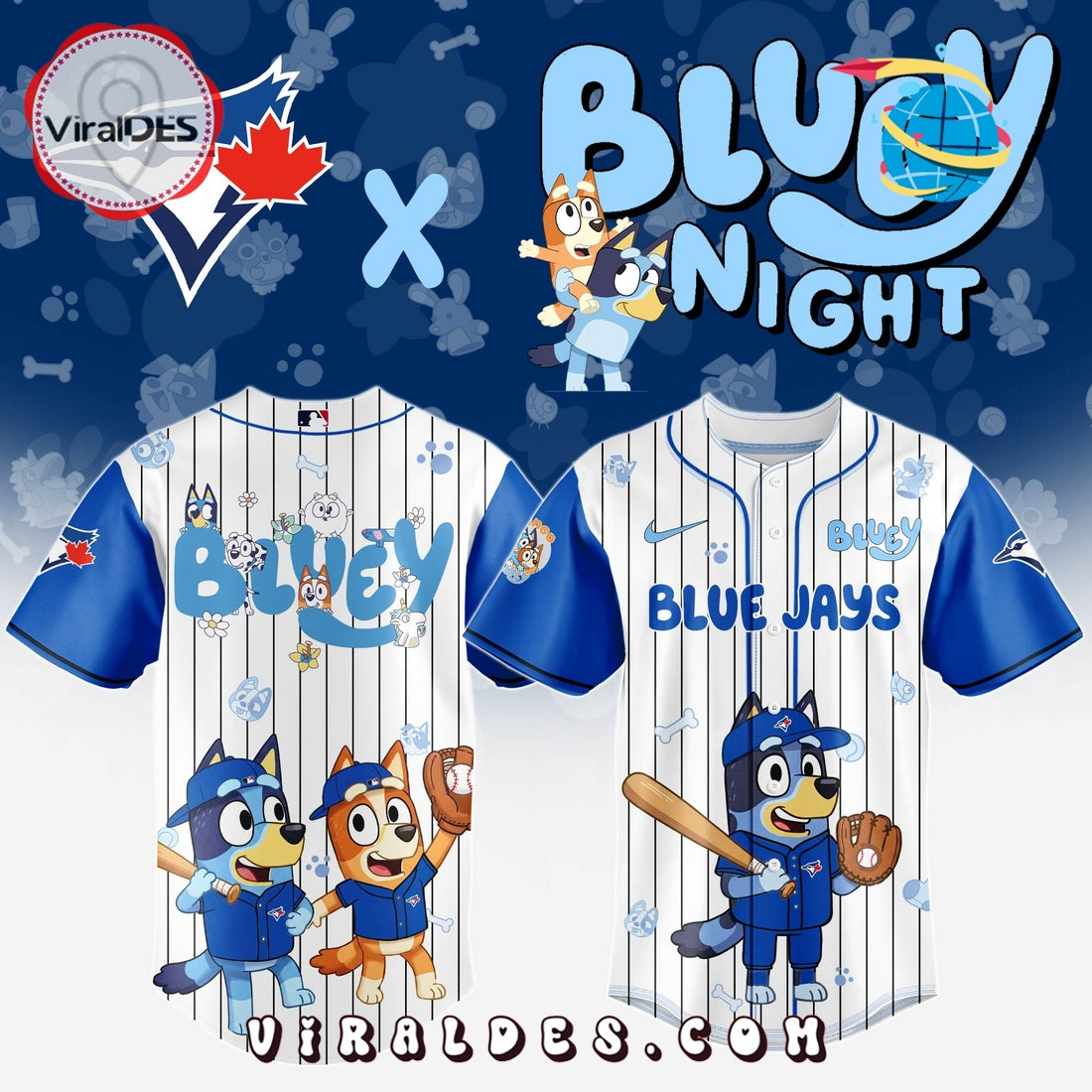 Toronto Blue Jays MLB Bluey And Bingo Baseball Jersey