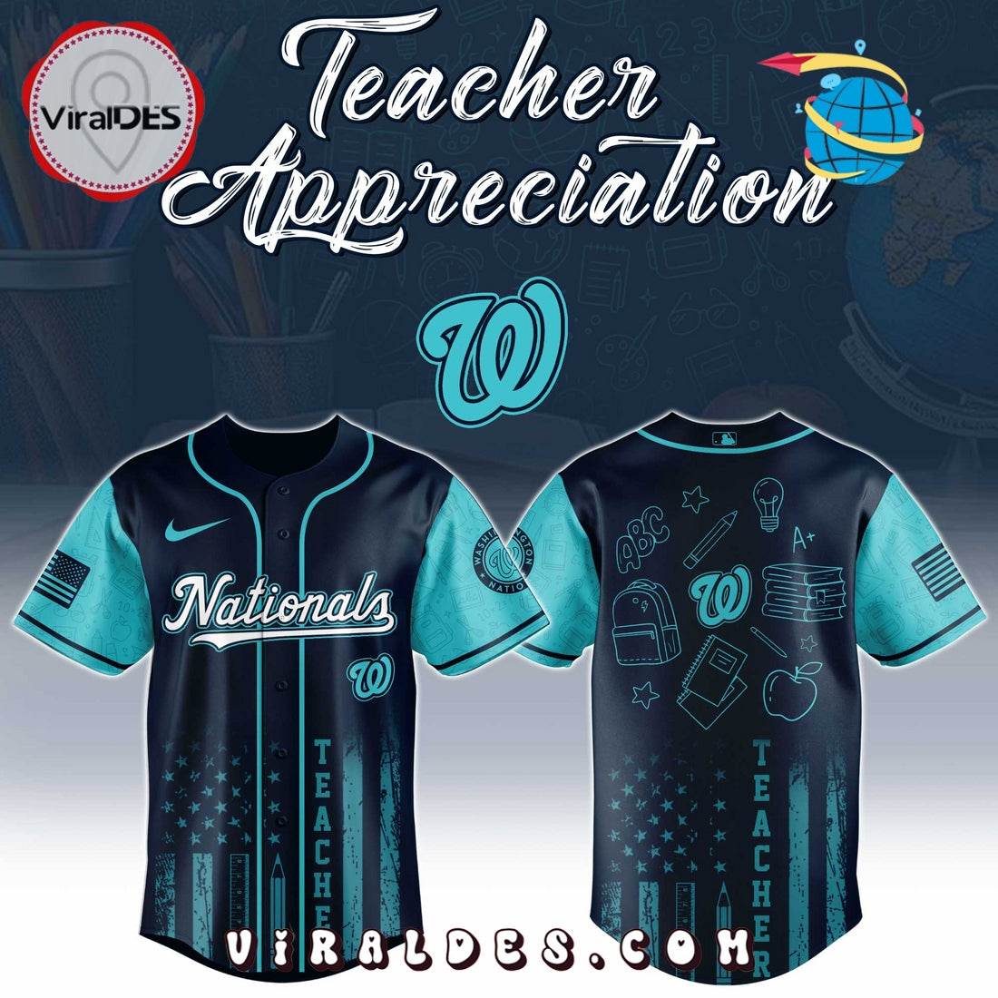 Washington Nationals MLB x Teacher Appreciation Day Baseball Jersey